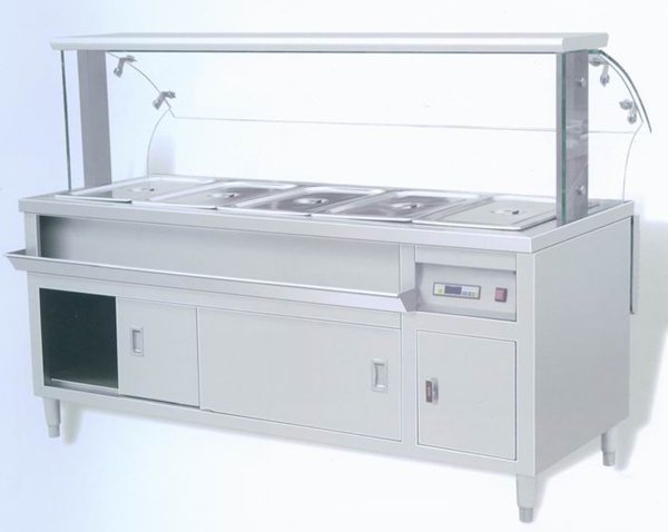 五斗保溫菜臺（拉門）帶玻璃罩